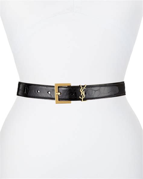 saint laurent golden ysl monogram leather belt|saint laurent ysl belt.